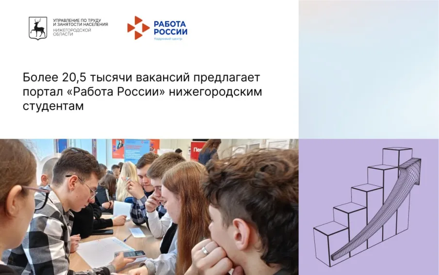 Более 20,5 тысячи вакансий предлагает портал «Работа России» нижегородским студентам